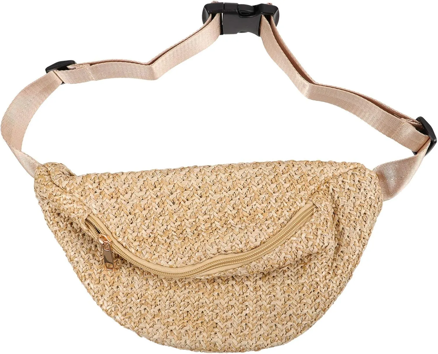 Abaodam Imitation Waist Bag Straw Woven Cross- Body Bag Summer Chest Bag Waist Bag Chest Shopping Waist Bag Pouch Simulation Straw- Chest Bag Straw Waist Pack Handwoven Beach Bag