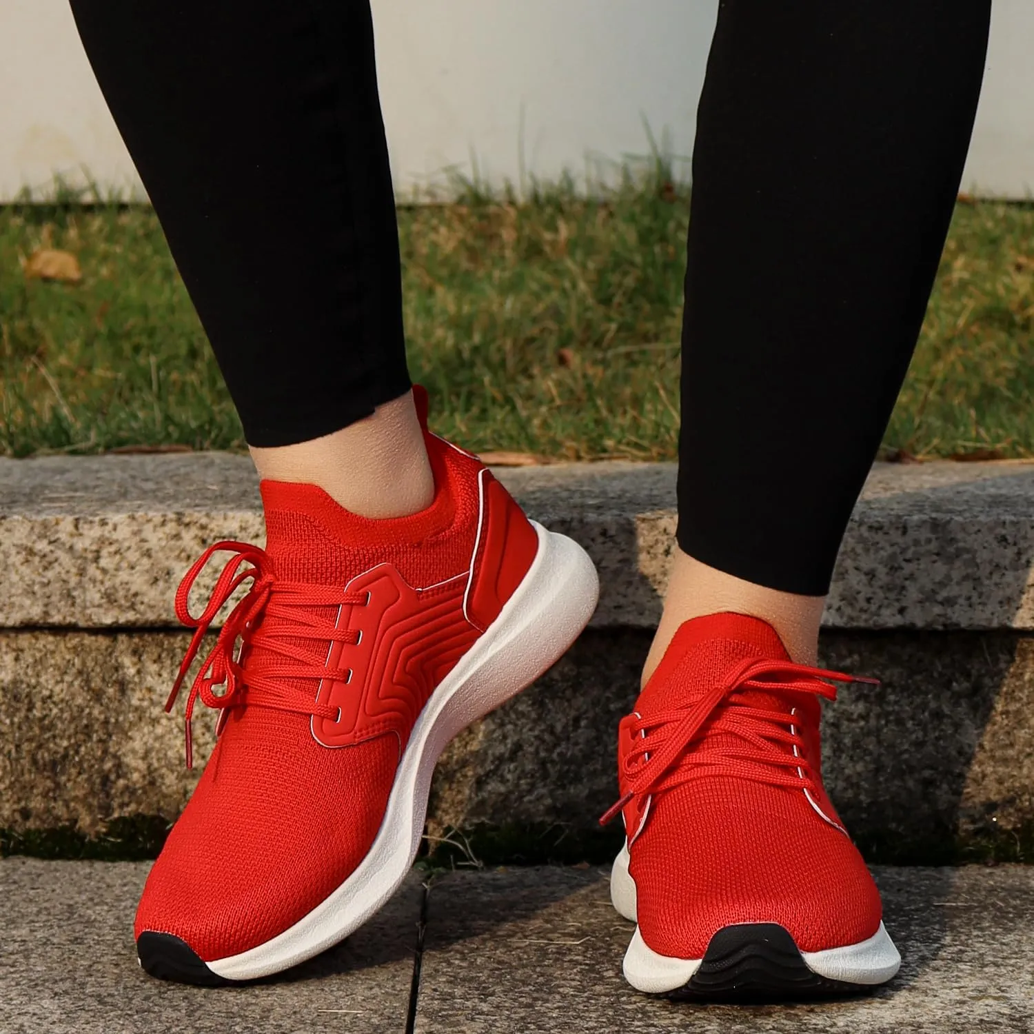 Abboos Womens Walking Running Shoes-Slip on Lightweight Memory Foam Sneakers for Athletic Gym Tennis Shoes