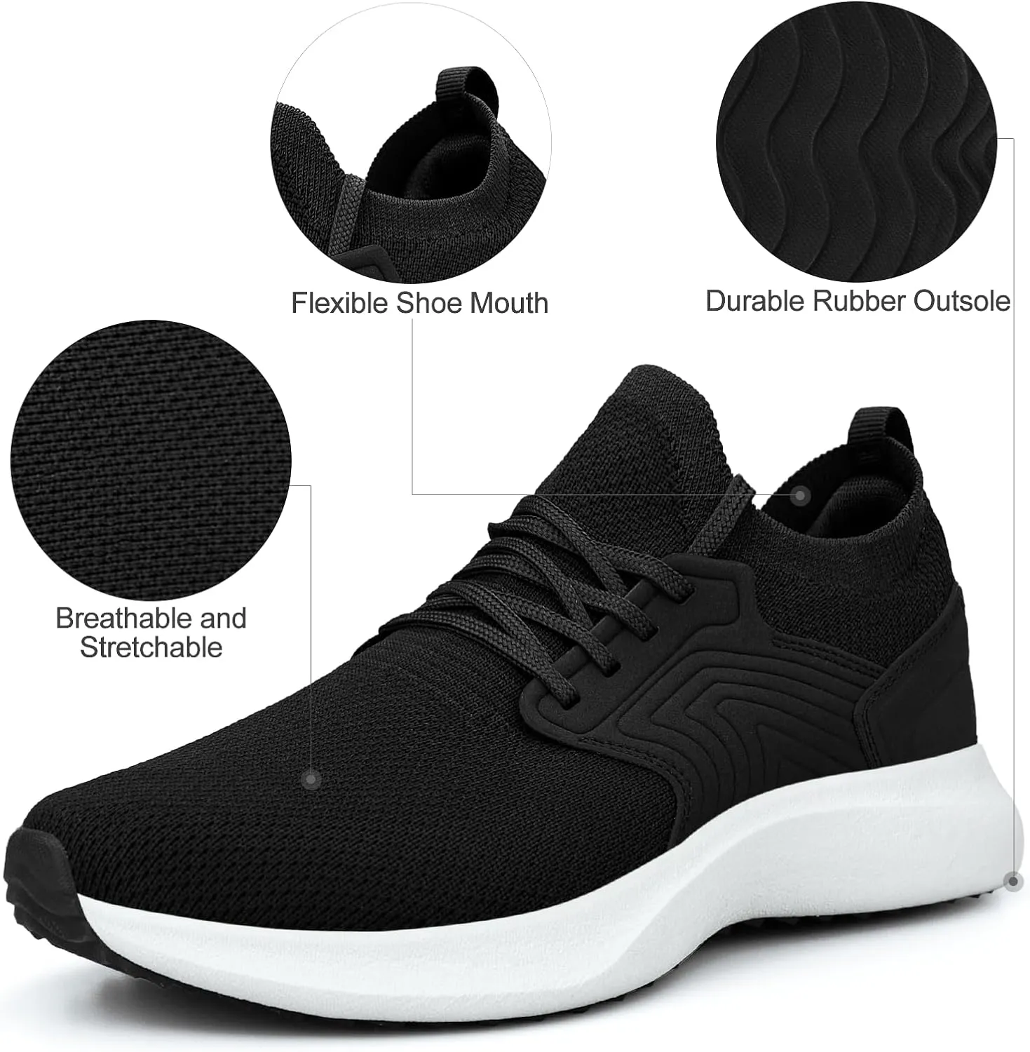 Abboos Womens Walking Running Shoes-Slip on Lightweight Memory Foam Sneakers for Athletic Gym Tennis Shoes