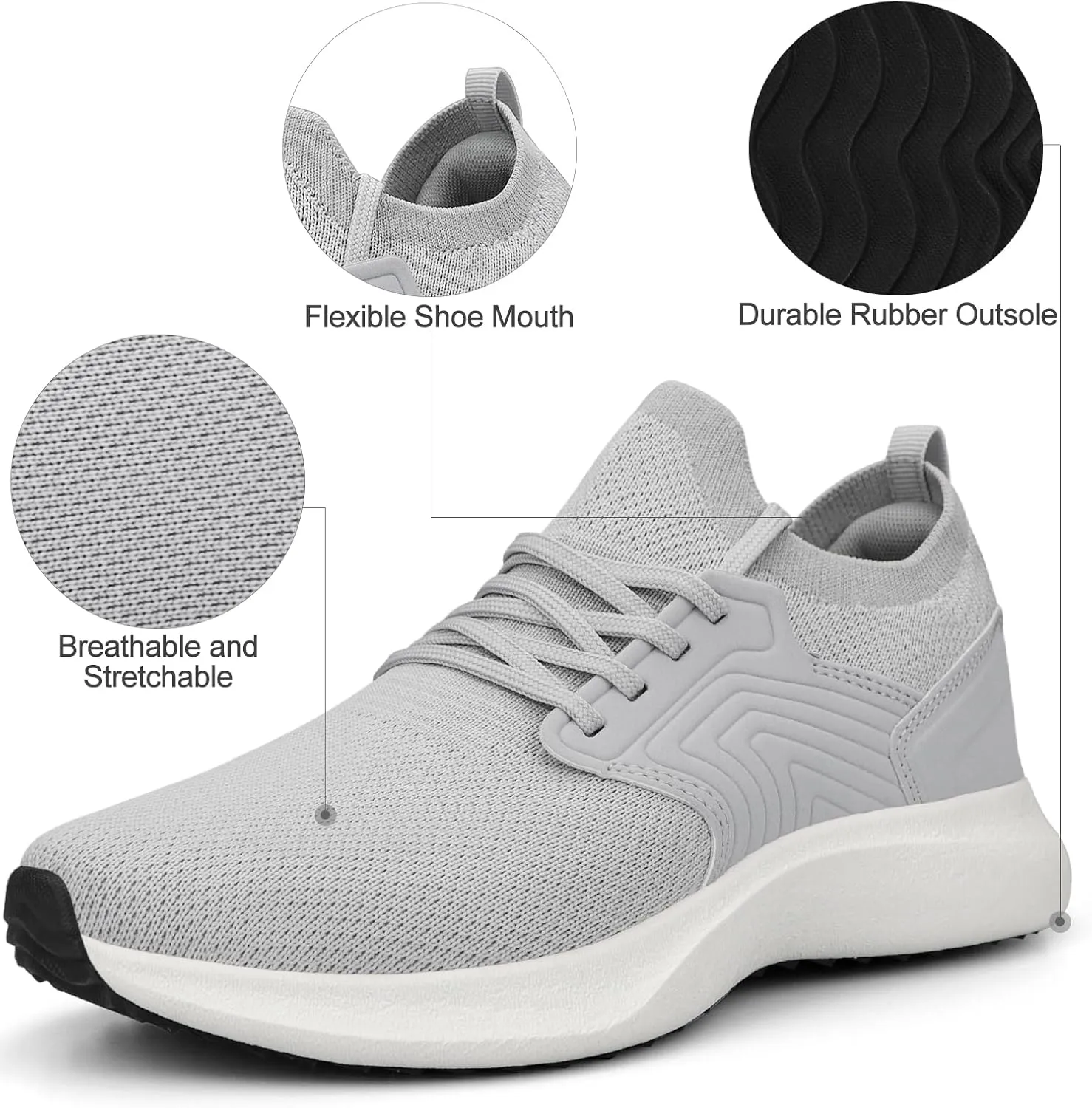 Abboos Womens Walking Running Shoes-Slip on Lightweight Memory Foam Sneakers for Athletic Gym Tennis Shoes