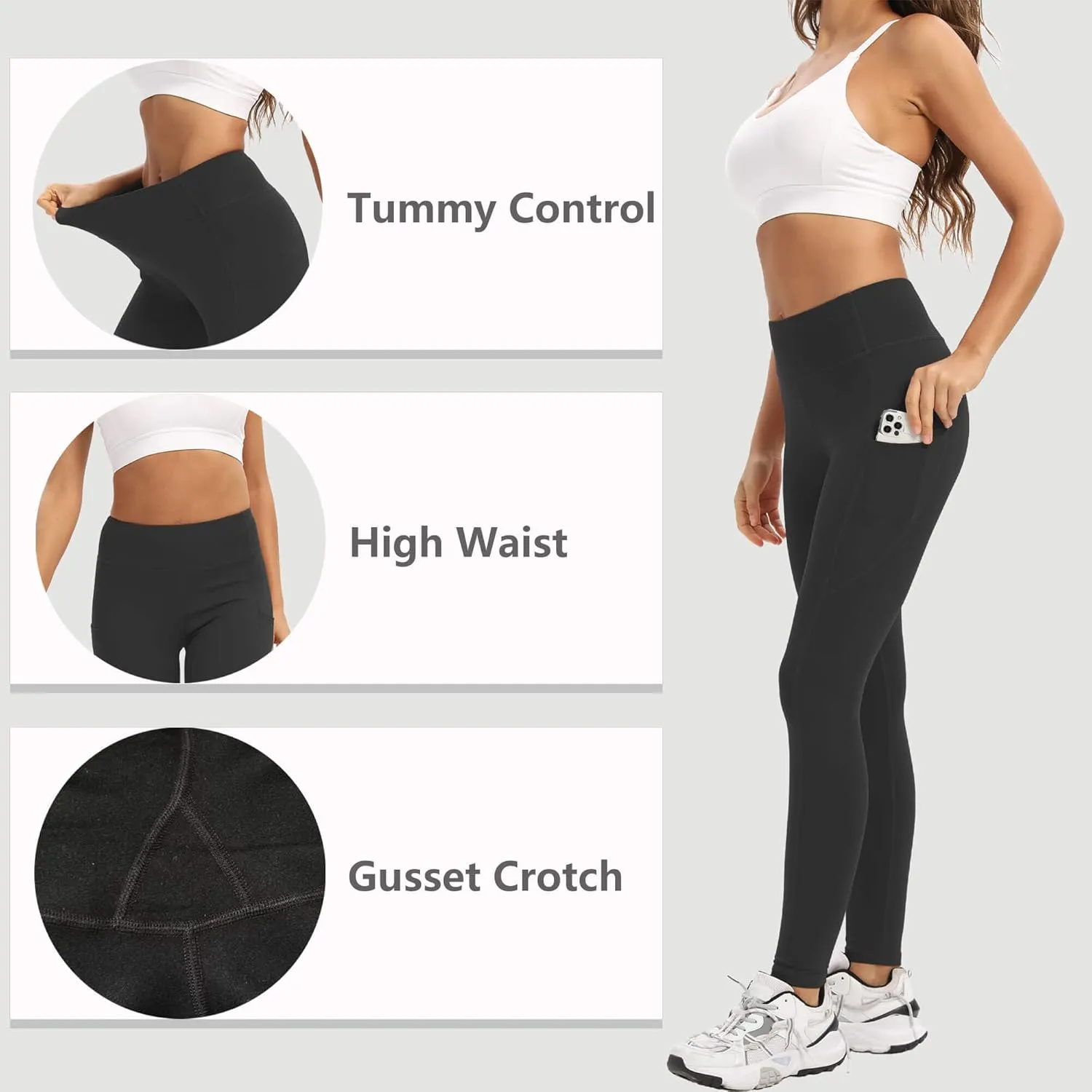 adorence Leggings for Women with Pockets (Soft, High Waist & Opaque)- Yoga Pants, Workout Leggings for Women