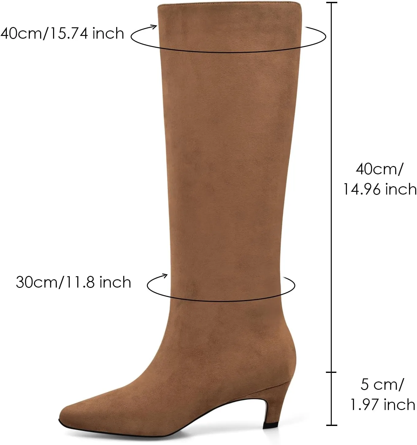 Adrizzlein Knee High Boots Women Kitten Heel Square Toe Tall Boots Wide Calf Pull On Long Boots