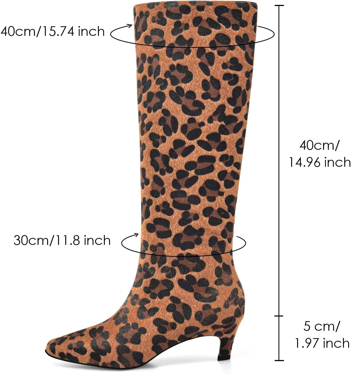 Adrizzlein Knee High Boots Women Kitten Heel Square Toe Tall Boots Wide Calf Pull On Long Boots