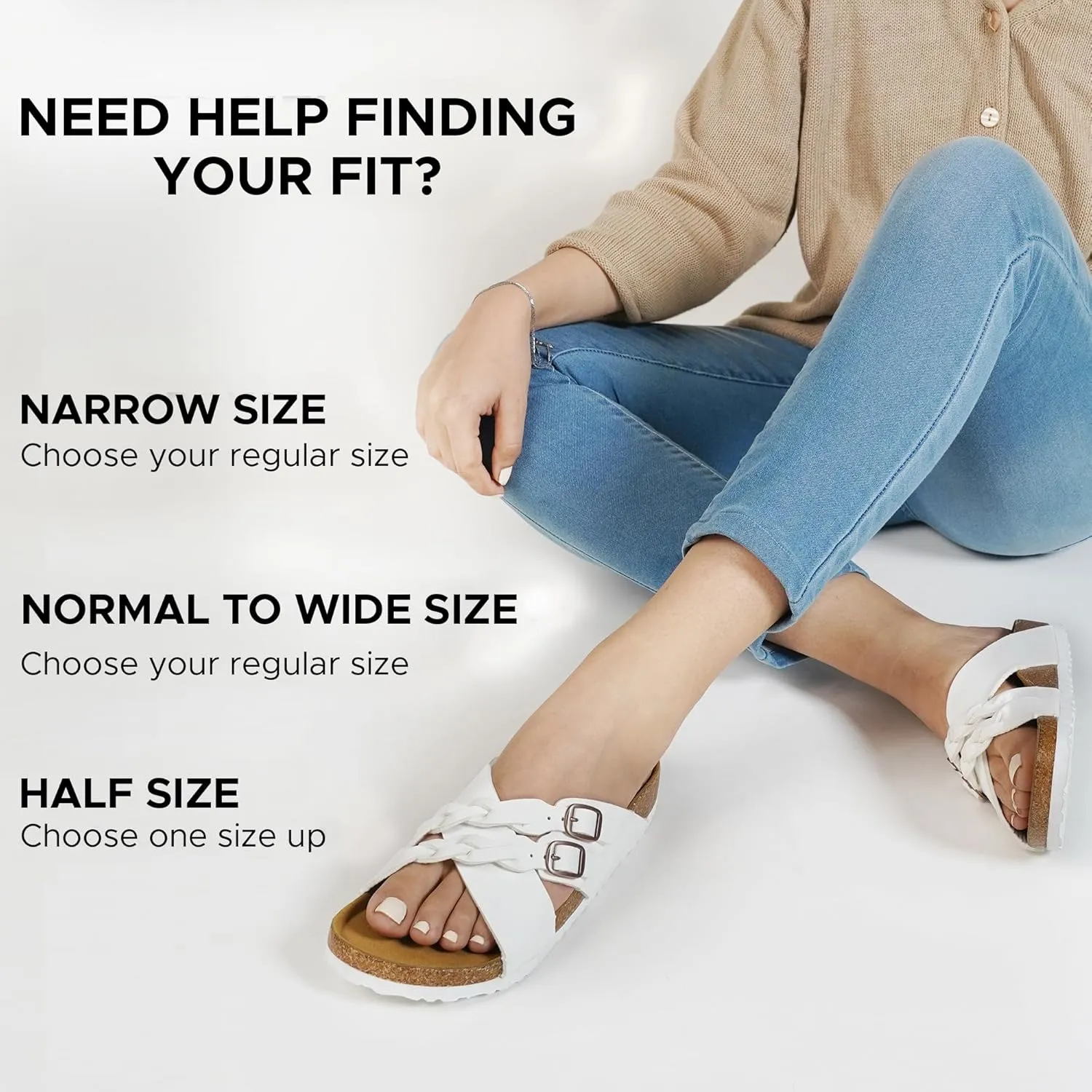 AEROTHOTIC Womens Slides - Soft Cork Footbed Sandals Women - Comfortable Walking Slip-on Flat Sandals - Arch Support Recovery Adjustable Buckle Leather Braided Straps Slipper 2025