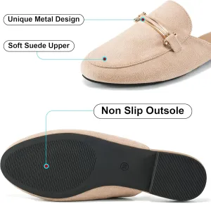 Alicegana Mules for Women Flats Shoes: Comfortable Round Toe Slip on Mules 2025 Dressy Business Buckle Loafers