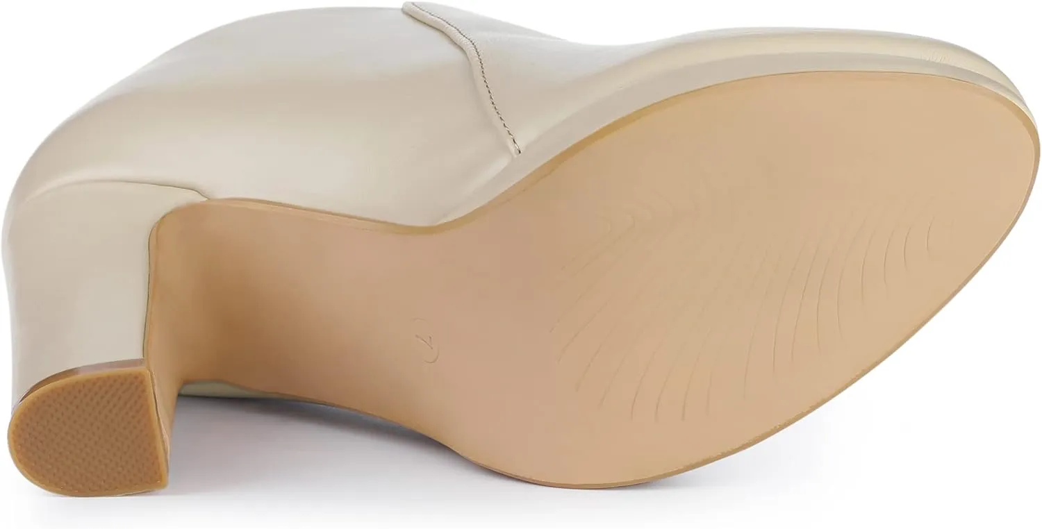 Allegra K Women's Platform Round Toe Chunky Heelss Ankle Booties