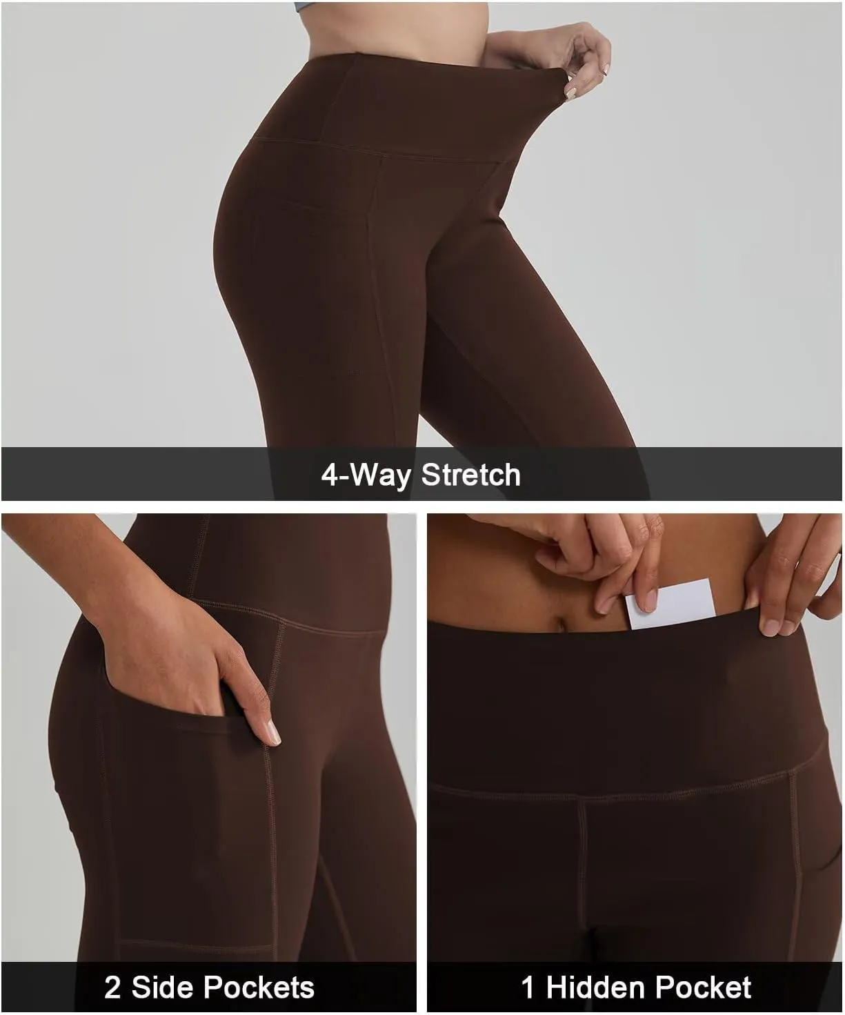 ALONG FIT High Waisted Leggings for Women with 3 Pockets, Tummy Control Yoga Pants for Workout Yoga Casual