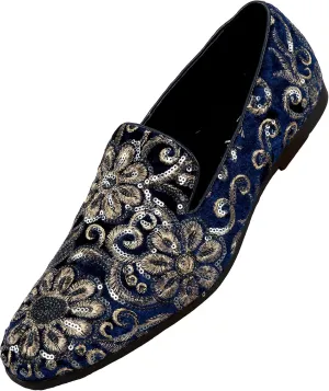 Amali Fabian, Men's Slippers - Mens Loafers - Slip On Shoes -Sequin Shoes, Embroidered Smoking Slipper, Fashion, Designer - Mens Dress Shoes
