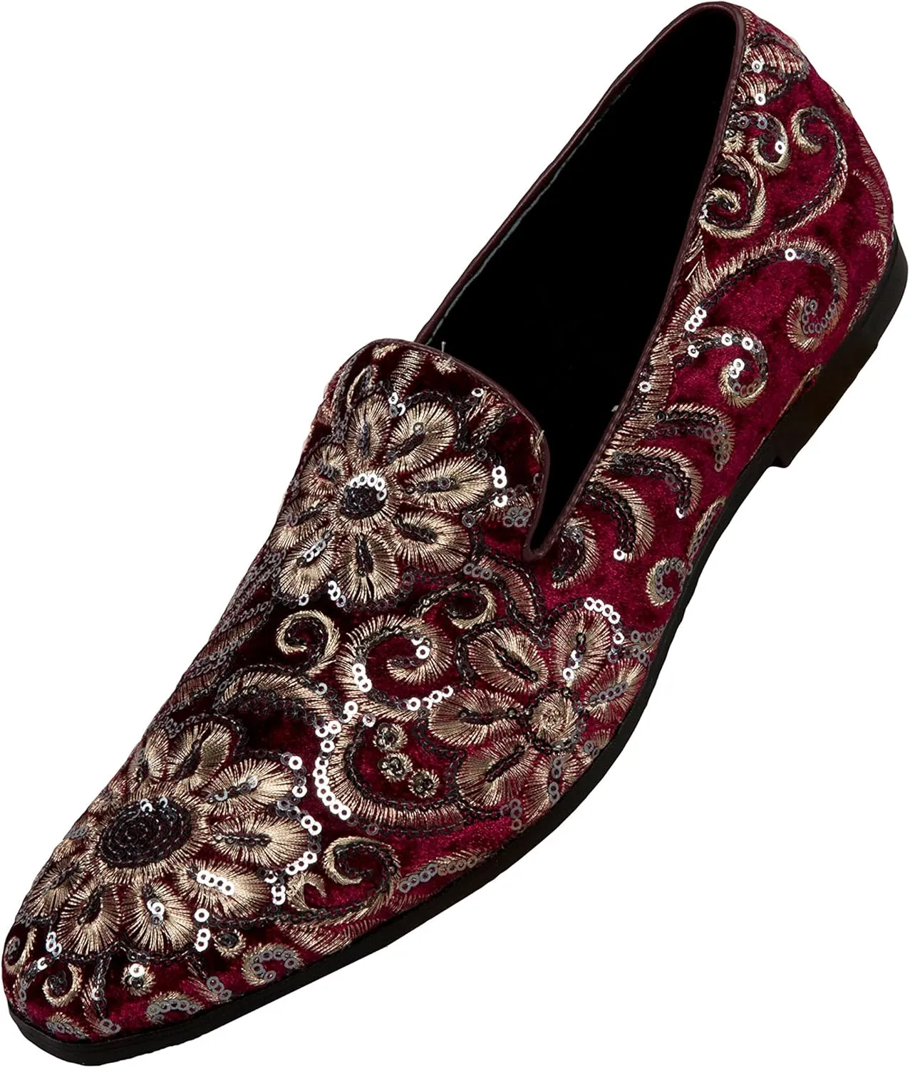 Amali Fabian, Men's Slippers - Mens Loafers - Slip On Shoes -Sequin Shoes, Embroidered Smoking Slipper, Fashion, Designer - Mens Dress Shoes