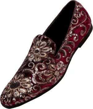 Amali Fabian, Men's Slippers - Mens Loafers - Slip On Shoes -Sequin Shoes, Embroidered Smoking Slipper, Fashion, Designer - Mens Dress Shoes