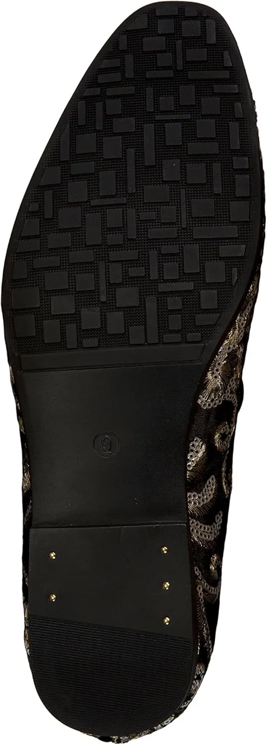 Amali Fabian, Men's Slippers - Mens Loafers - Slip On Shoes -Sequin Shoes, Embroidered Smoking Slipper, Fashion, Designer - Mens Dress Shoes
