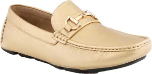 Amali Walken Men's Casual Slip-On Loafers, Driving Moccasin Shoes for Men with Silver Buckle, Available in Plush Microfiber and PU Leather