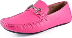 Amali Walken Men's Casual Slip-On Loafers, Driving Moccasin Shoes for Men with Silver Buckle, Available in Plush Microfiber and PU Leather