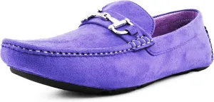 Amali Walken Men's Casual Slip-On Loafers, Driving Moccasin Shoes for Men with Silver Buckle, Available in Plush Microfiber and PU Leather