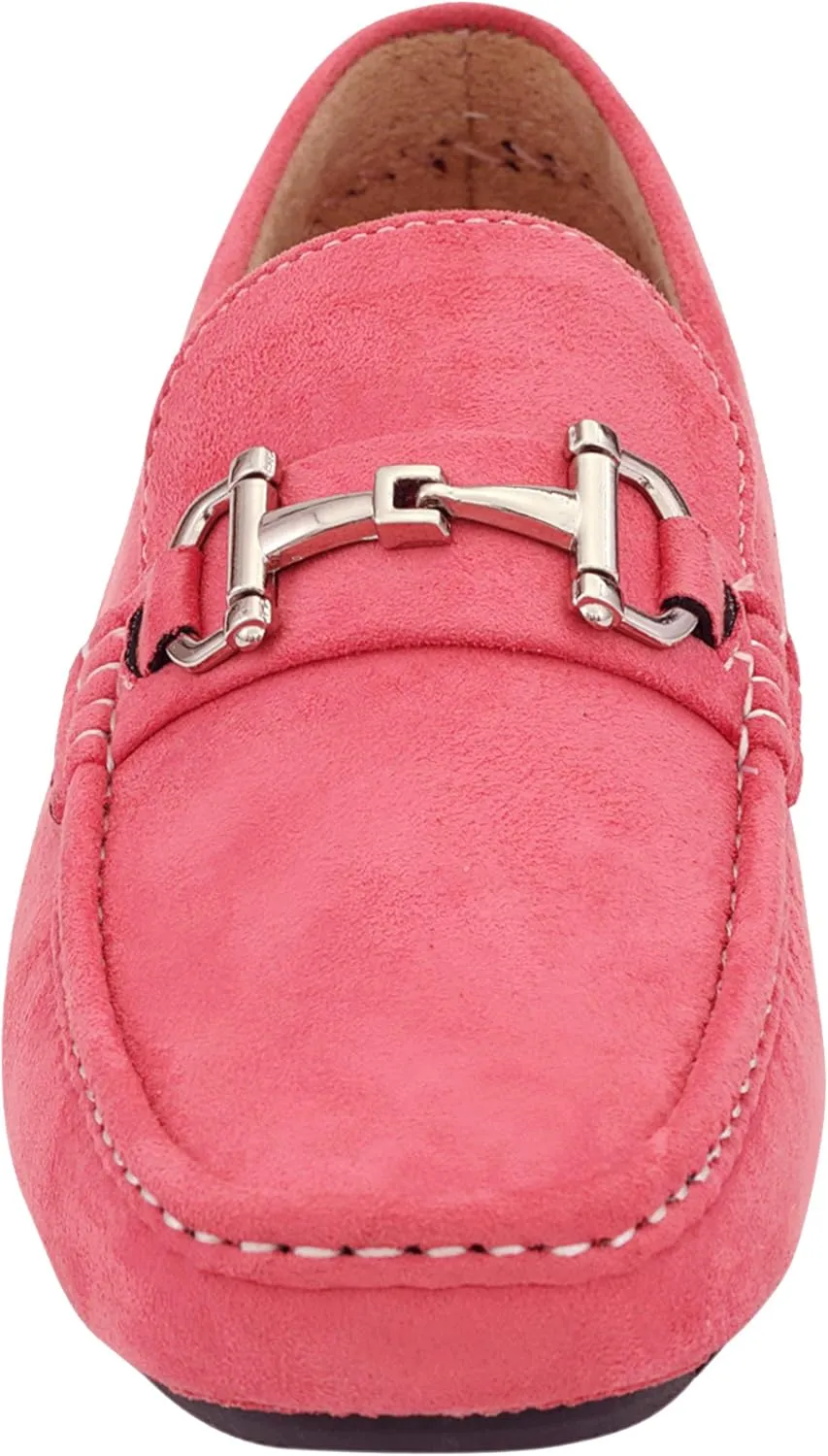 Amali Walken Men's Casual Slip-On Loafers, Driving Moccasin Shoes for Men with Silver Buckle, Available in Plush Microfiber and PU Leather