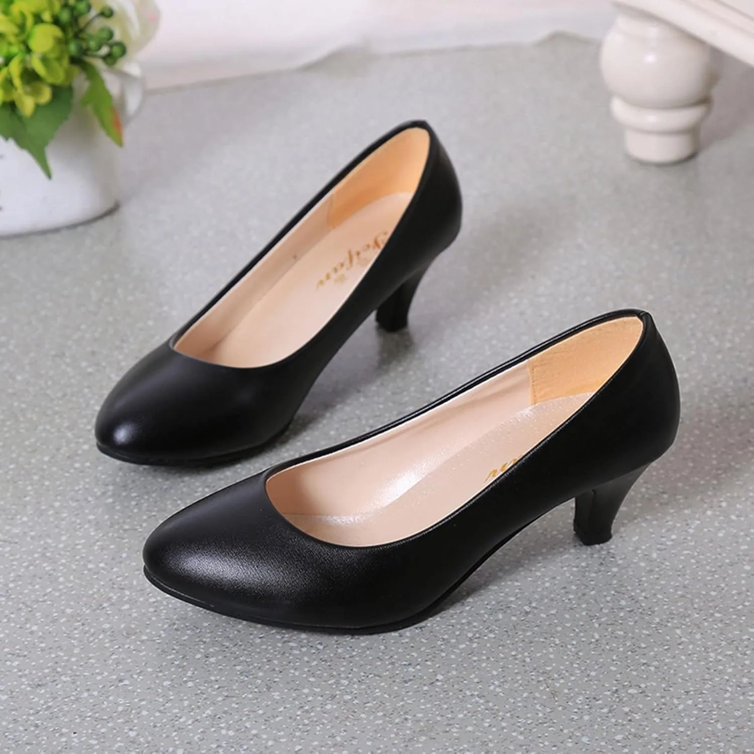 AMDBEL Flats Shoes Women Dressy Comfortable Women Pointed Toe Single Shoes Suede Flock Casual Buckle Strap Loafers Shoes