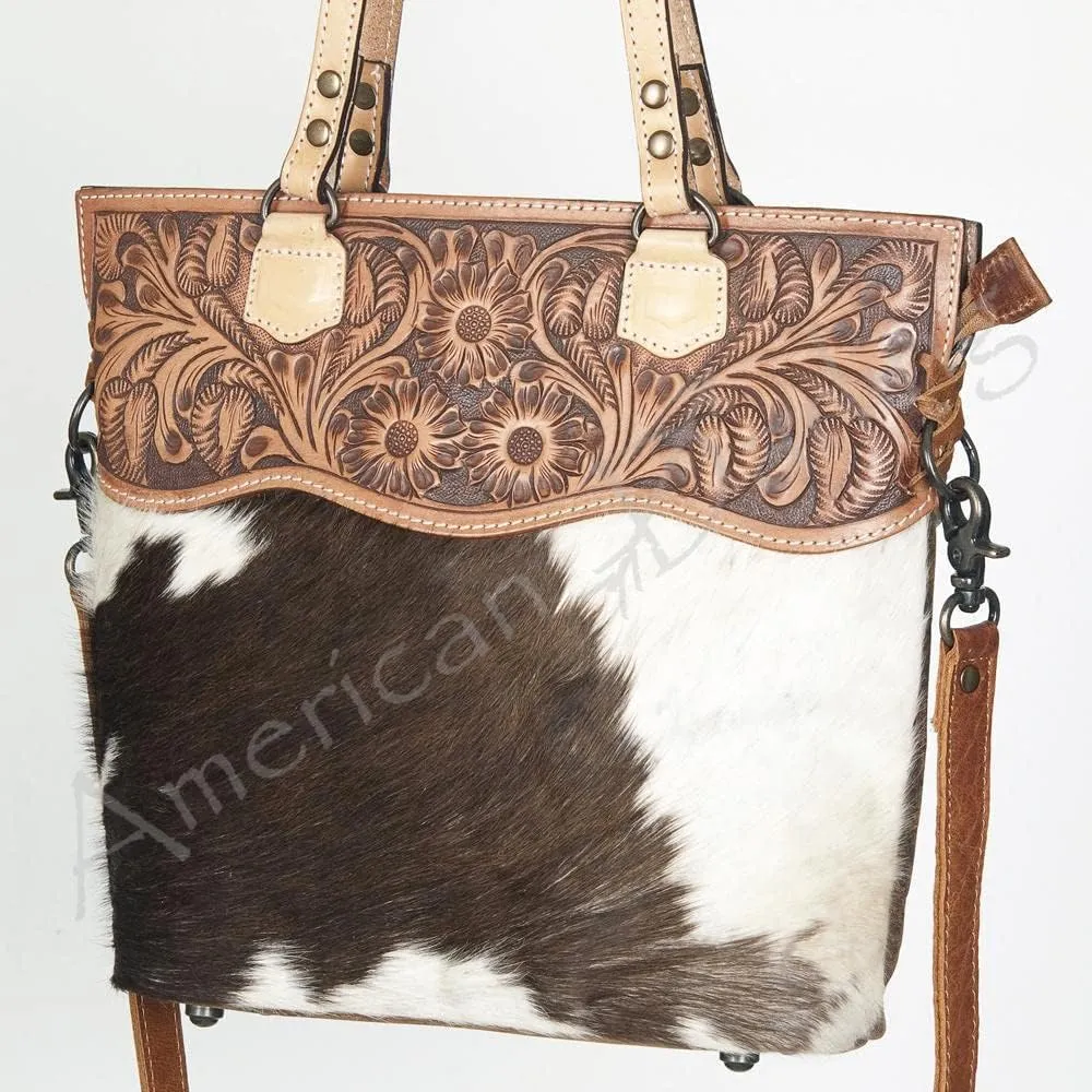 American Darling Conceal and Carry Leather Purse Crossbody Bab Handcrafted Concealed Carry Compartment (12x14x3, ADBGS111BRW)