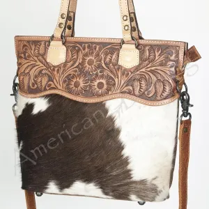 American Darling Conceal and Carry Leather Purse Crossbody Bab Handcrafted Concealed Carry Compartment (12x14x3, ADBGS111BRW)