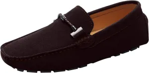 ANUFER Mens Elegant Buckle Loafers Comfort Suede Driving Shoes Stylish Moccasin Slippers
