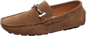ANUFER Mens Elegant Buckle Loafers Comfort Suede Driving Shoes Stylish Moccasin Slippers