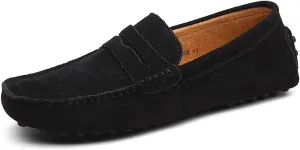 ANUFER Men's Suede Leather Penny Loafers Comfort Driving Shoes Moccasin Slippers