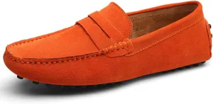 ANUFER Men's Suede Leather Penny Loafers Comfort Driving Shoes Moccasin Slippers