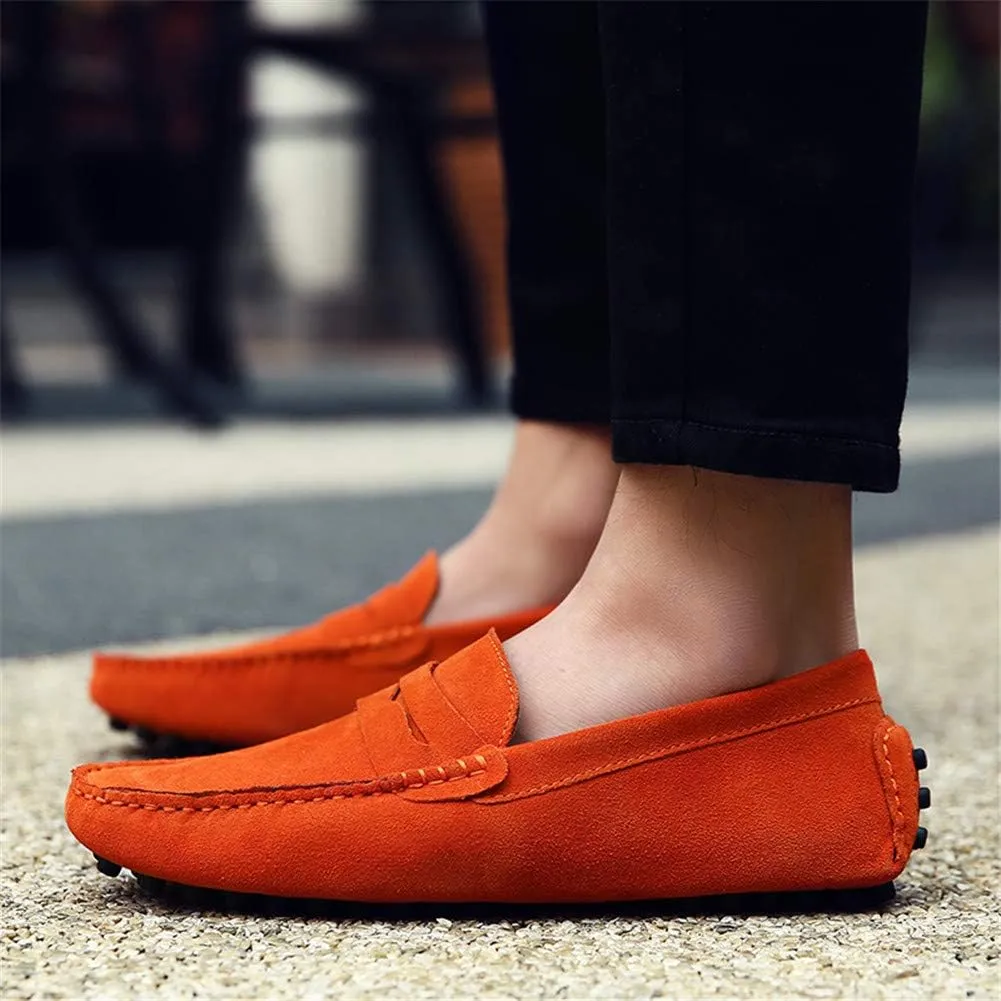 ANUFER Men's Suede Leather Penny Loafers Comfort Driving Shoes Moccasin Slippers