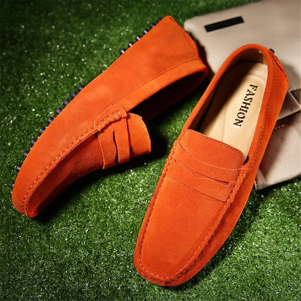 ANUFER Men's Suede Leather Penny Loafers Comfort Driving Shoes Moccasin Slippers