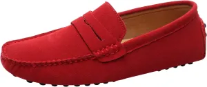 ANUFER Men's Suede Leather Penny Loafers Comfort Driving Shoes Moccasin Slippers