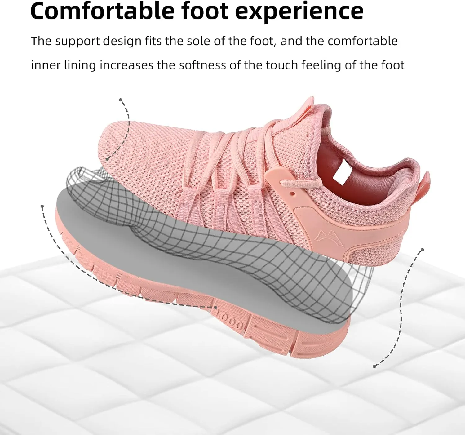 AOE Womens Fashion Walking Running Shoes Ultra Lightweight Breathable Mesh Tennis Shoes Non Slip Athletic Workout Gym Sneakers