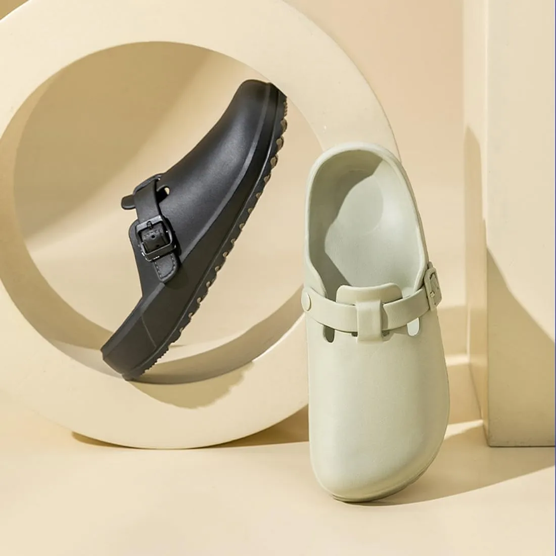 Arch Support Nurse Clogs for Women and Men, Adjustable Buckle Mules Non Slip Work Shoes Chef Garden Sandals, Slip-On Cushion Slippers Slides