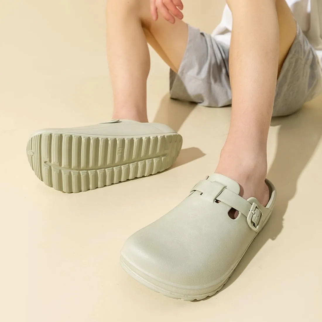 Arch Support Nurse Clogs for Women and Men, Adjustable Buckle Mules Non Slip Work Shoes Chef Garden Sandals, Slip-On Cushion Slippers Slides