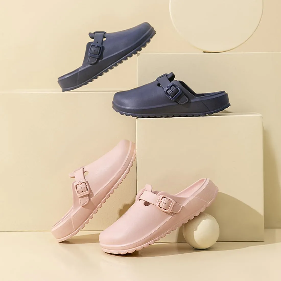 Arch Support Nurse Clogs for Women and Men, Adjustable Buckle Mules Non Slip Work Shoes Chef Garden Sandals, Slip-On Cushion Slippers Slides