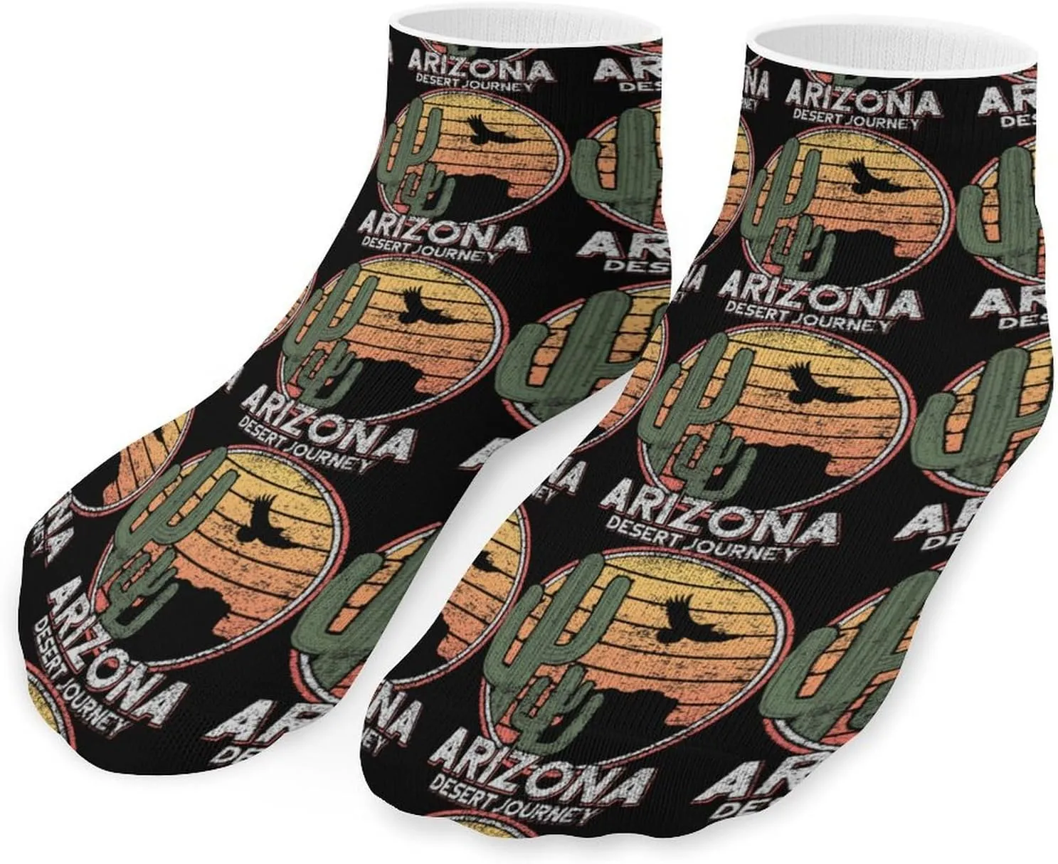 Arizona Cactus And Ea-gle Low Cut Ankle Socks Casual Liner Sock Pack Non Slip Invisible For Men Women