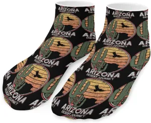 Arizona Cactus And Ea-gle Low Cut Ankle Socks Casual Liner Sock Pack Non Slip Invisible For Men Women