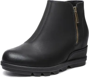 Athlefit Women's Wedge Boots Comfortable Ankle Wedge Booties