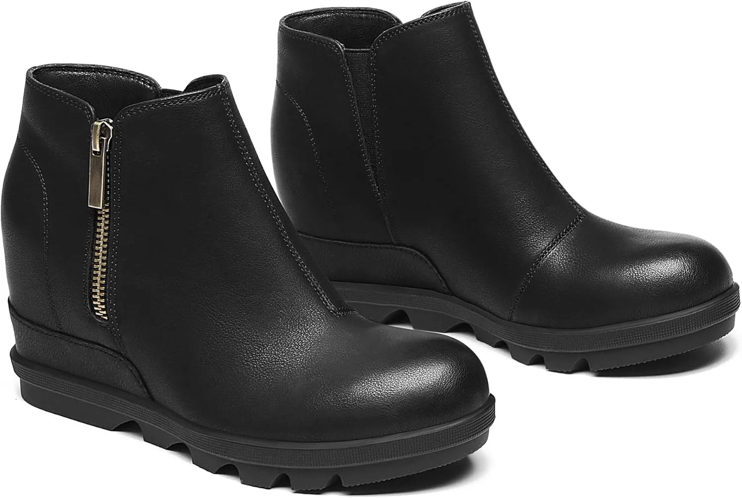 Athlefit Women's Wedge Boots Comfortable Ankle Wedge Booties
