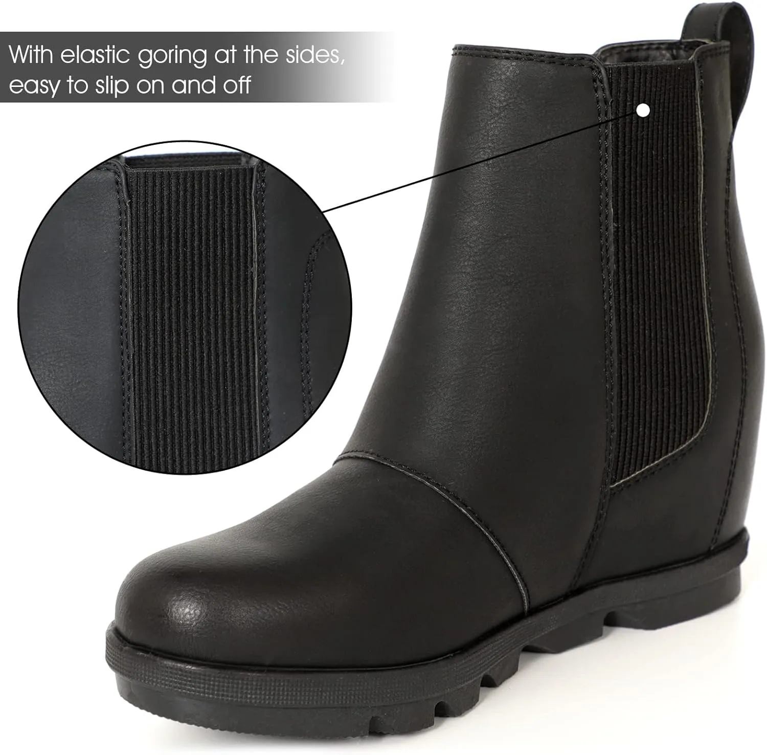 Athlefit Women's Wedge Boots Comfortable Ankle Wedge Booties