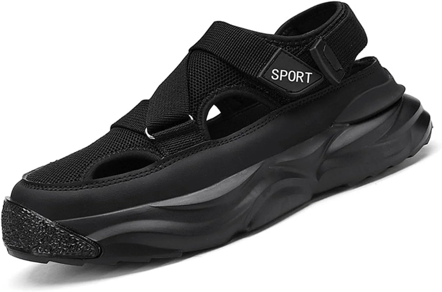 AUNTHUI Men's Outdoor Non-Slip Breathable Mesh Sports Sandals,Closed Toe Anti-Collision Toe Casual Beach Fisherman Sandals,Summer Walking Leisure Hiking Driving Platform Sandals