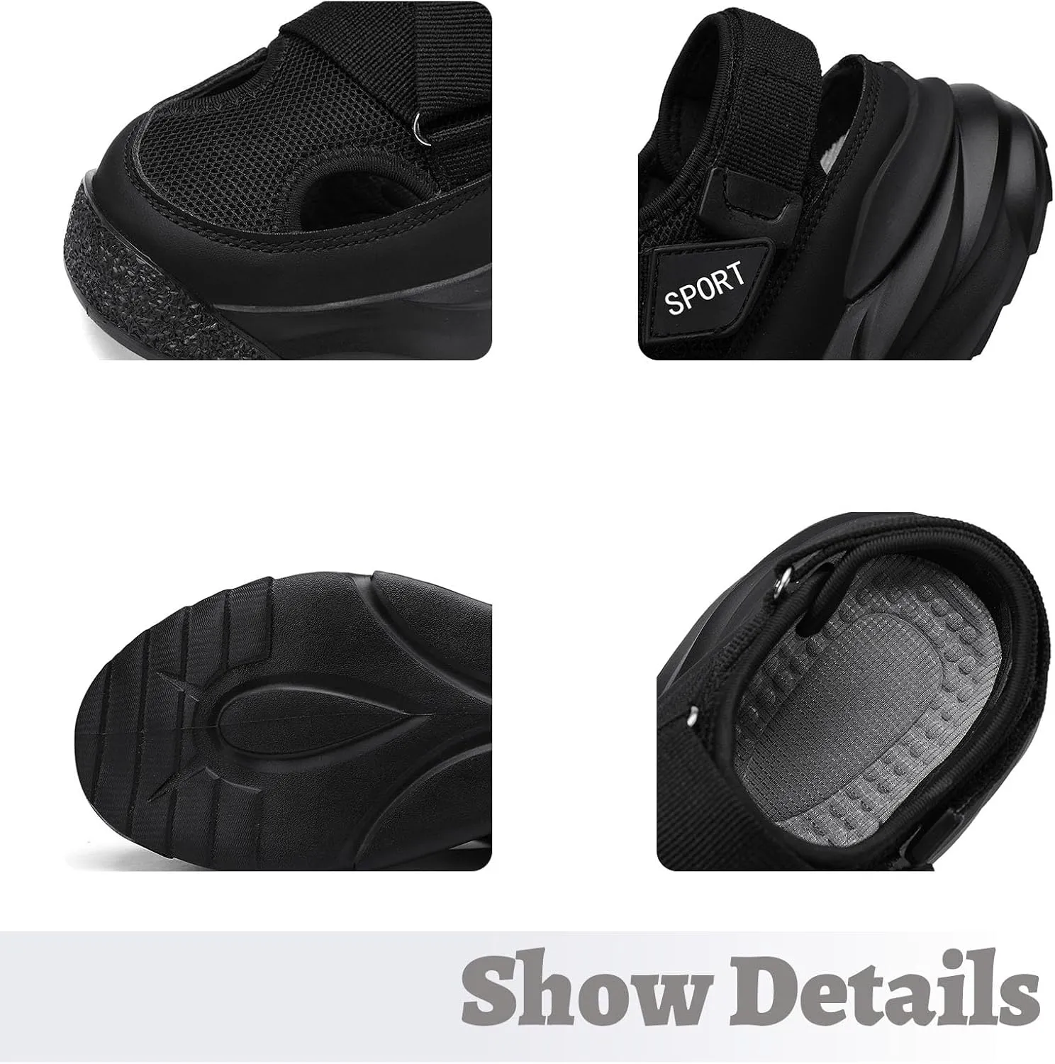 AUNTHUI Men's Outdoor Non-Slip Breathable Mesh Sports Sandals,Closed Toe Anti-Collision Toe Casual Beach Fisherman Sandals,Summer Walking Leisure Hiking Driving Platform Sandals