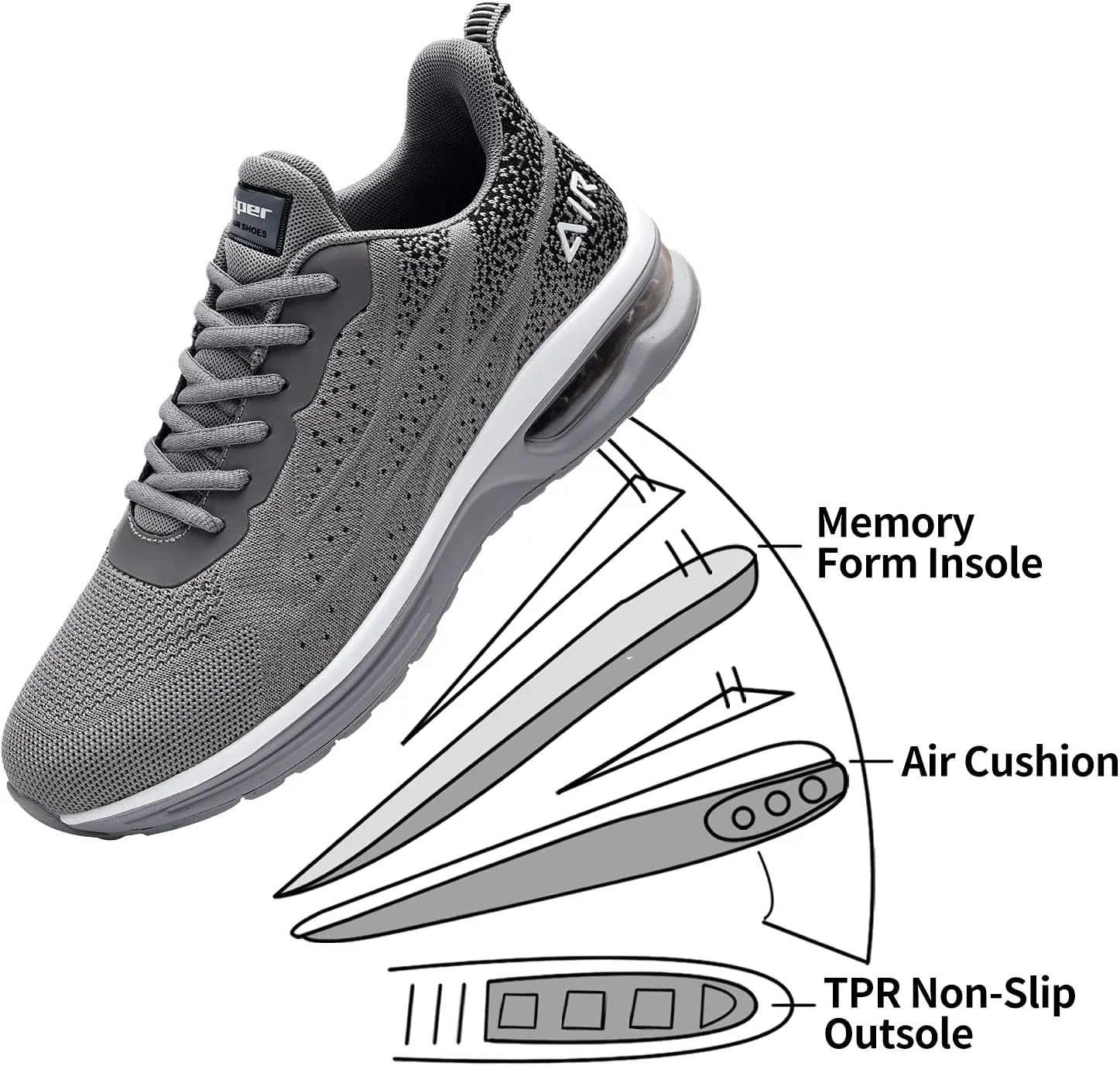 Autper Mens Air Athletic Running Tennis Shoes Lightweight Sport Gym Jogging Walking Sneakers US 6.5-US12.5