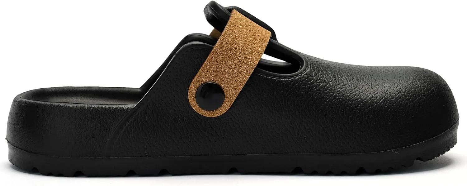 Axcone Womens Clogs Soft Footbed Mules Non-Slip Garden Work Shoes Double Buckle Adjustable EVA Flat Sandals