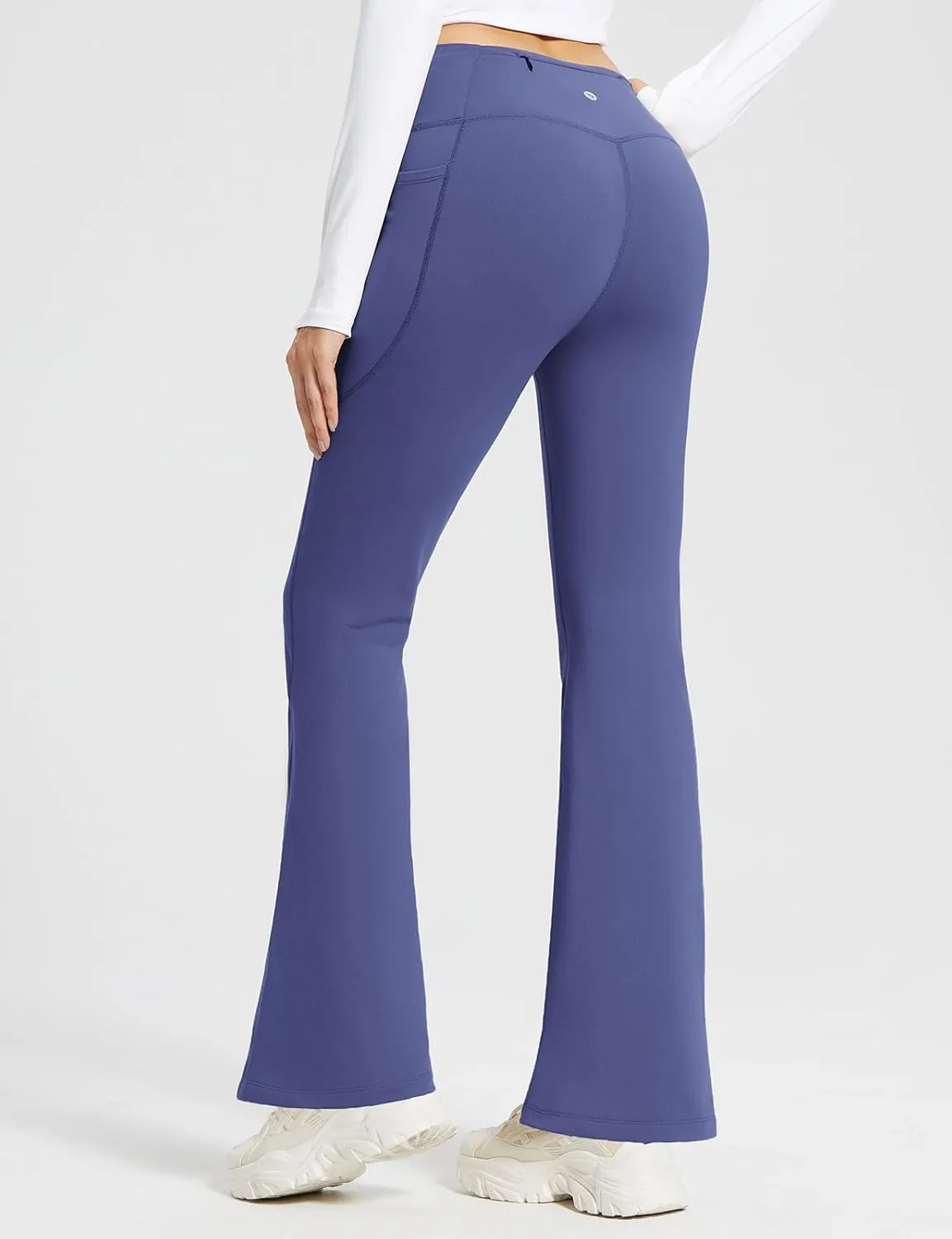 baleaf Women's Fleece Lined Pants Winter Thermal Warm Bootcut Flare Leggings Hiking Yoga Pants with Zip Pockets Cold Weather