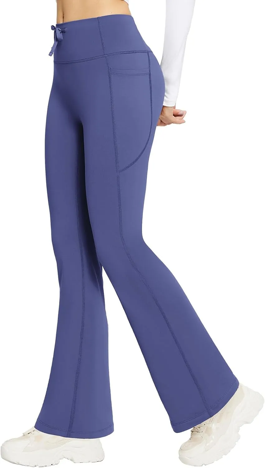 baleaf Women's Fleece Lined Pants Winter Thermal Warm Bootcut Flare Leggings Hiking Yoga Pants with Zip Pockets Cold Weather