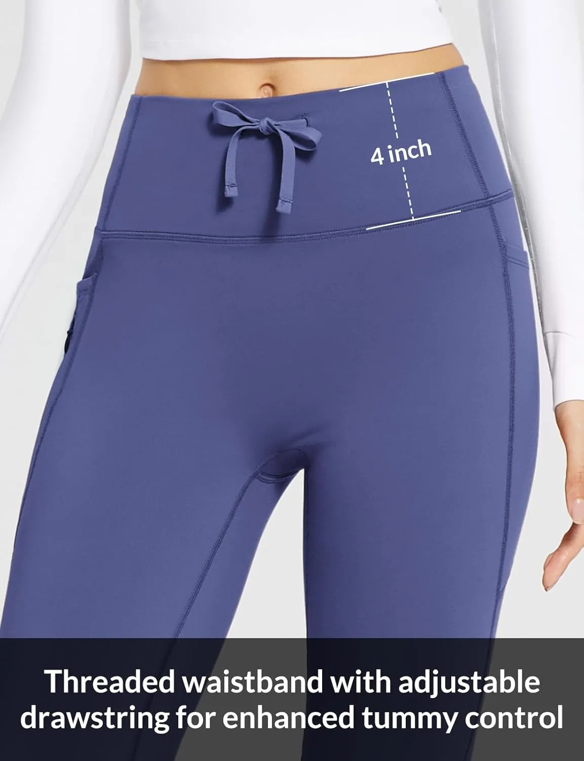 baleaf Women's Fleece Lined Pants Winter Thermal Warm Bootcut Flare Leggings Hiking Yoga Pants with Zip Pockets Cold Weather