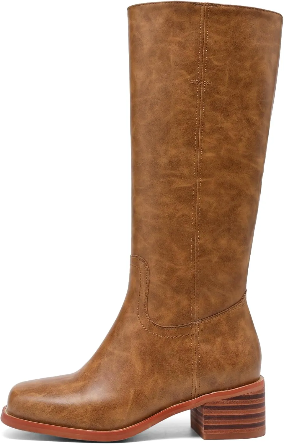 Banana Women's Knee High Boots Comfortable Chunky Block Heel Long Boots for Women Casual Square Toe Boots Low Heel Womens Boots.