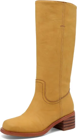 Banana Women's Knee High Boots Comfortable Chunky Block Heel Long Boots for Women Casual Square Toe Boots Low Heel Womens Boots.