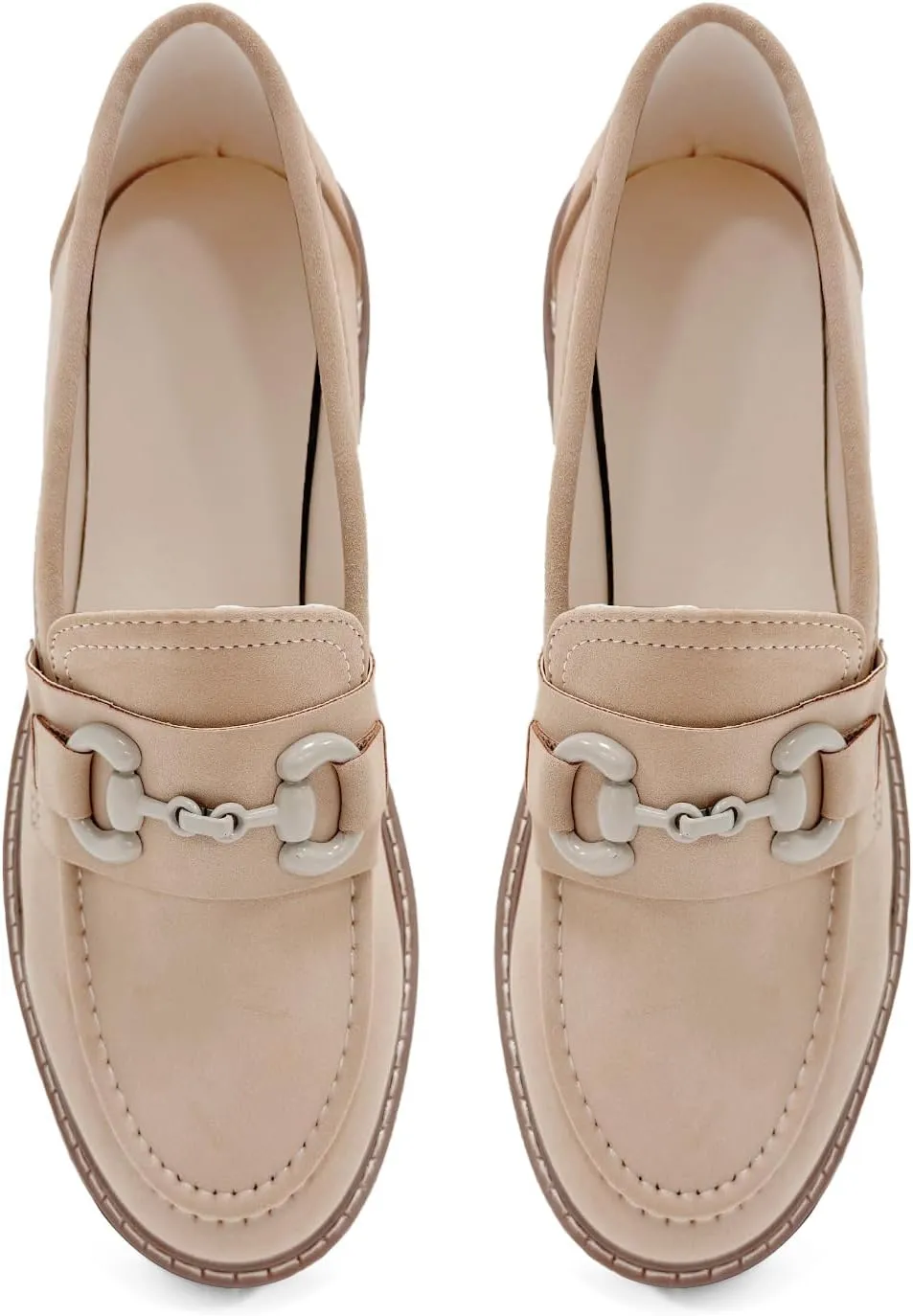Bandkos Womens Penny Platform Loafers-Fashion Suede Platform Chunky Slip On Dress Shoes Business Lug Sole Loafers US Size 5-12