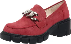 Bandkos Womens Slip On Penny Loafers Platform Chunky Loafer Lug Sole Suede Work Business Casual Dress Uniform Oxfords with Metal Chain