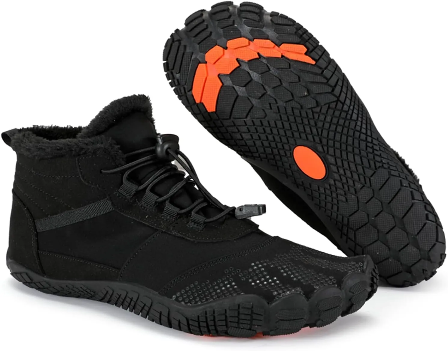 Barefoot Shoes Fur Lined Winter Mens Wide Toe Box Trail Runner Women Zero Drop Sole High top Walking Shoes Minimalist Outdoor Hiking Trekking Boots Sneakers